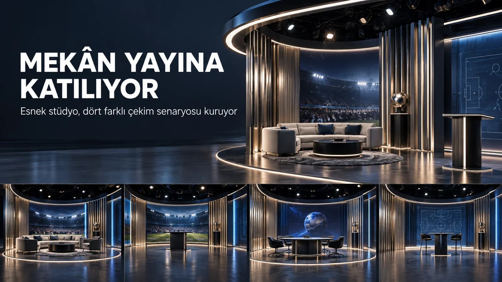 Işık hatları ve değişken yayın sahneleriyle Sporcast stüdyosunu anlatan editoryal kapak